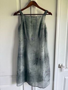 Vintage Casual Corner & Co Sleeveless Floral-Print Slip Dress in Sage Green